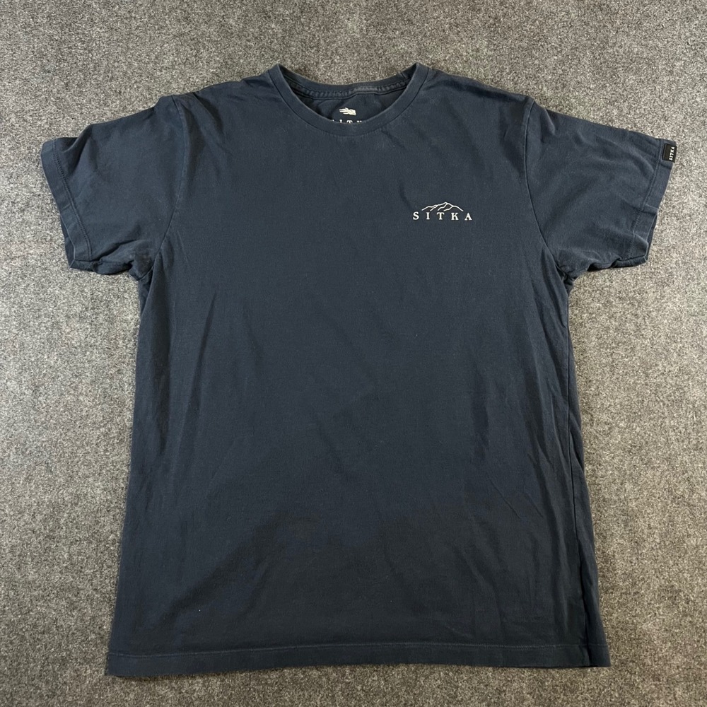 Sitka Gear Mens Pima Cotton Logo Graphic T-Shirt Navy Blue Size Medium